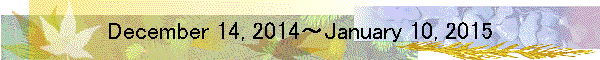 December 14, 2014～January 10, 2015